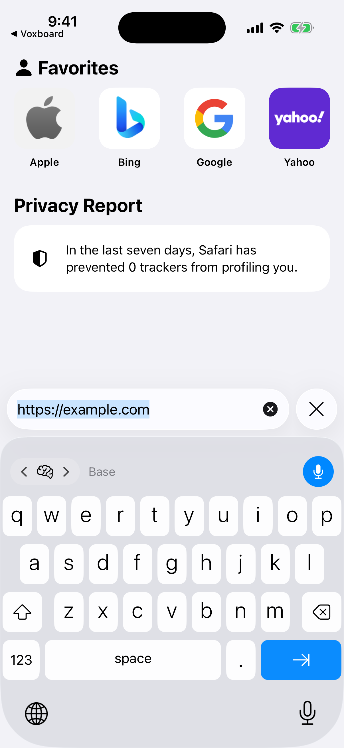 Voxboard keyboard in Safari
